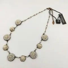 新品/未使用 イタリア製 ハンドメイド フェイクパール刺繍とツイスト ネックレス