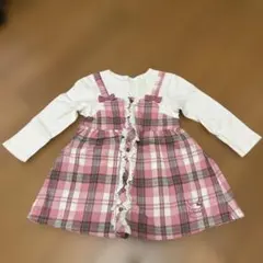チェック柄ワンピース 90cm ピンク系　クーラクール