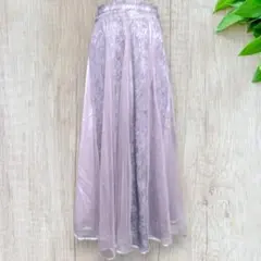 GRL レース×チュール ロングスカート S ラベンダー オールシーズン 688