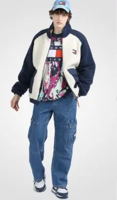 シェルパ　トミージーンズ　tommy jeans ボアジャケット　リバーシブル
