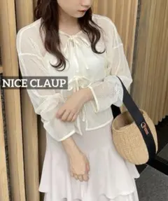 k0376 NICE CLAUP 前後2WAYメッシュトップス アイボリーのサムネイル