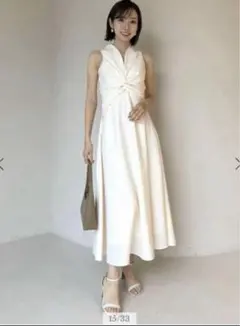 【新品】アニュアンス anuans ツイストギャザーワンピース　エクリュ M