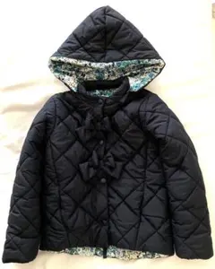 グリーンレーベルリラクシング ネイビー フード付きリボンキルティングコート125