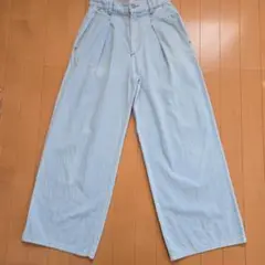 GU ワイドデニムパンツ 32-11 ライトブルー