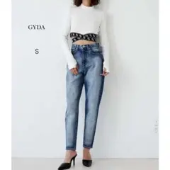 GYDA ハイウエストデニムパンツ S ブルー