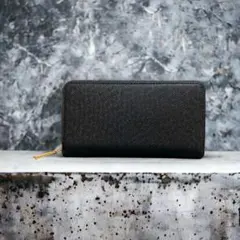 k78○ ミニマリスト必見 本革ラウンドファスナー長財布 ブラック E01