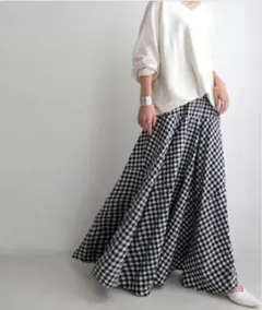 チェック柄フレアスカート　ギンガムチェック