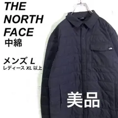 美品 ノースフェイス 中綿ジャケット 刺繍ロゴ ダークグレー L