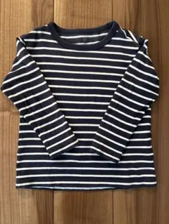 UNIQLO 長袖カットソー 110 ネイビー/ホワイト ストライプ