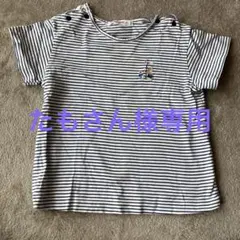ファミリア　ストライプ マリン半袖Tシャツ くま刺繍　80cm