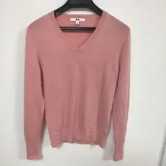 UNIQLO 洗えるメリノウール100% Vネック セーター Mサイズ ピンク