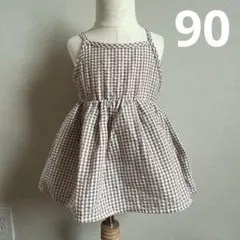 90 チェック柄キャミソールワンピース