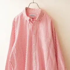 USA製 ブルックスブラザーズ 長袖 シャツ ストライプ 赤白 XL 古着
