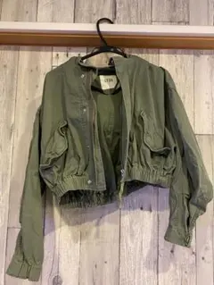 【中古品】GYDA フード付き　カーキミリタリージャケット