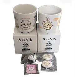 ちいかわ くら寿司 コラボ 湯呑み 2個セット みんな うさぎ 缶バッジ付き