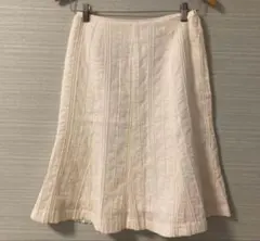 レディース　夏　膝丈フレアースカート　白　ホワイト　軽ふんわり