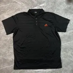 XL-相当 adidas 黒 ポロシャツ オレンジロゴ climalite