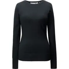 【未使用】ユニクロ×カリーヌ　毛混長袖セーター　黒　Sサイズ