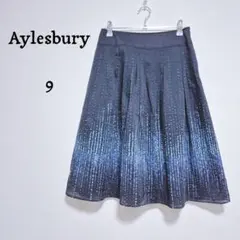 アリスバーリー【美品】ドットグラデーション 膝丈フレアスカート ネイビー M