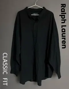 ラルフローレン 黒 長袖シャツ 大きめ BIG クラシックフィット ヴィンテージ