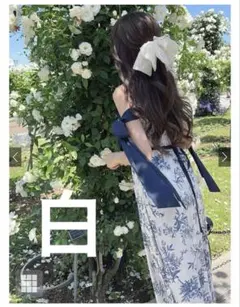 新品【GRL】リボンチュールバレッタ[tu634]白