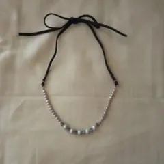 淡水パール　グレー　ネックレス　ハンドメイド