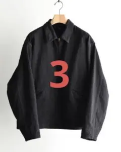 COMOLI BLACK DENIM ZIP SHORT JACKET