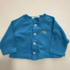 familiar 青色 長袖カーディガン ボタン付き 70
