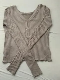 ROYALPARTY リブ編みVネック長袖カーディガン