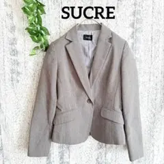 【SUCRE】 ストライプ テーラードジャケット レディース (9AR) グレーのサムネイル