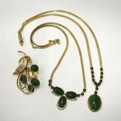 天然石　ネックレス　ブローチ　セット