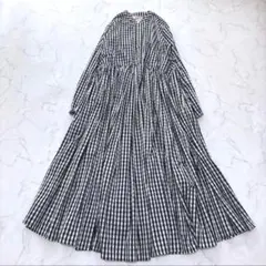 22907✨ビアズリー 先染めギャザーワンピース ギンガムチェック