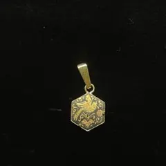 456遺品整理品　ペンダントトップ　象嵌？　ダマスキナード？　金色　ヴィンテージのサムネイル