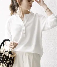 SHIPS any:〈洗濯機可能〉ワッフル ヘンリーネック プルオーバー