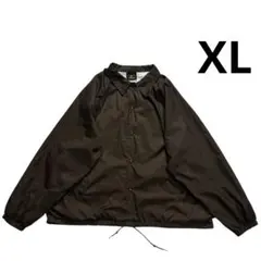 80s 90s USA製 ナイロン コーチジャケット XL こげ茶 白 無地