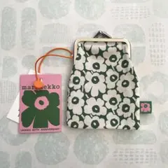 新品　未使用　マリメッコ がま口　ウニッコ　グリーン60th