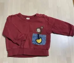 petit main 赤 おさるのジョージトレーナー 80