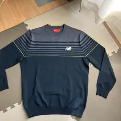 New Balance ストライプセーター L ネイビー