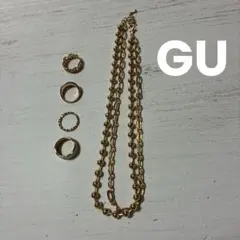 GU 2連ネックス　指輪4個　ゴールド系