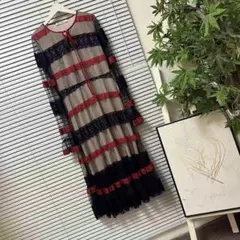 ストライプデザイン 長袖ワンピース