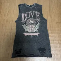 SHEIN LOVE プリント ダメージ加工 タンクトップ ブラック Lのサムネイル