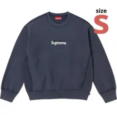 Supreme Washed Box Logo Crewneck Navy S