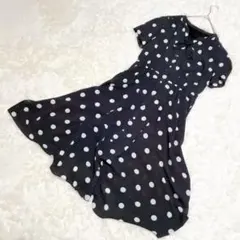 M0155 【ドット柄ワンピース】 水玉 ロング 2way 半袖 日本製