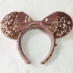 ミニー　カチューシャ　ピンクベージュ　スパンコール　東京ディズニーリゾート