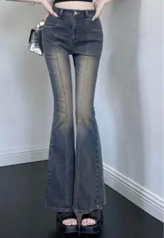 ダークデニム ハイウエスト ブーツカット