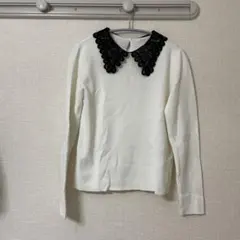 美品 Te chichi テチチ フリーサイズ レース襟 長袖ニット ホワイト