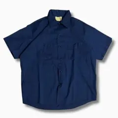 Sears Perma-Prest ワークシャツ ネイビー 半袖ボタンダウンのサムネイル