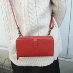 スマホも入る！新品 送料込☆お財布 ショルダー 牛革☆大容量☆ウオレット