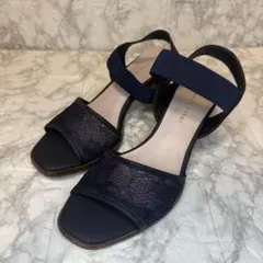 JELLY BEANS ジェリービーンズ　レースゴムベルトサンダル　L ネイビー