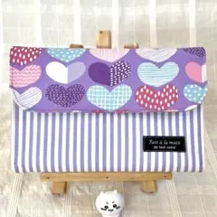 じゃばらポーチ お薬手帳 通帳 カード 現金 スマホ 北欧❁⃘*.゜パープルJ